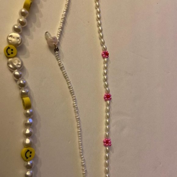 PacSun Necklace Bundle (4) - Yellow Happy Face, Mushroom, Pink Flowers - Picture 4 of 4
